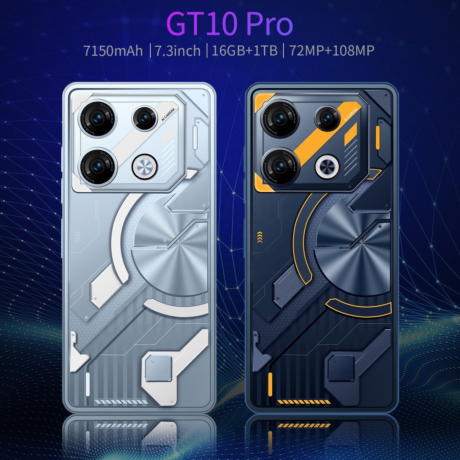 Original Cellphone GT10 pro 7.3 inch Hd 16GB+1TB Mobilephone Android14 Face Unlock 5G smartphone Factory wholesale price